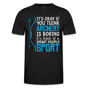 Tir à l’arc c’est bien si la cible Arbalète Chasse Archer - T-shirt sport Homme - noir - Devant - AI Model Male 178 dark (178cm)