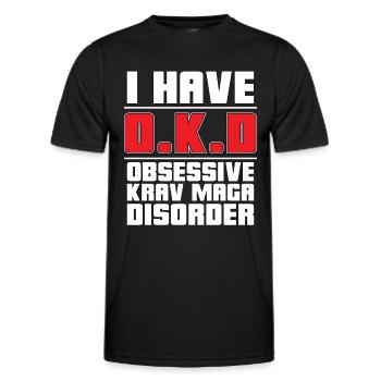 Krav Maga J’ai O.K.D Arts Martiaux Combat Fighter - T-shirt sport Homme - noir - Devant - AI Model Male 178 dark (178cm)
