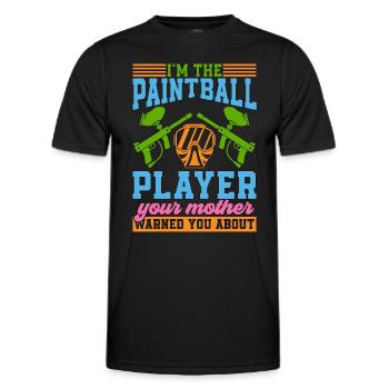 Paintball Je suis le joueur de paintball Splatter Player - T-shirt sport Homme - noir - Devant - AI Model Male 178 dark (178cm)