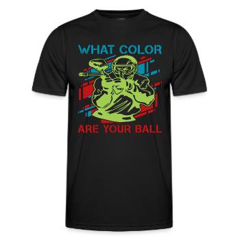 Paintball De quelle couleur sont Splatter Paintball Player - T-shirt sport Homme - noir - Devant - AI Model Male 178 dark (178cm)