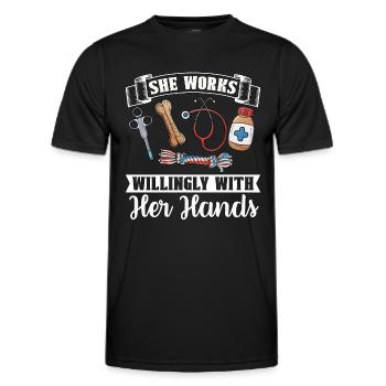 Veterinary She Works Willingly Doctor Veterinarian - Men's Functional T-Shirt - black - Front - AI Model Male 178 dark (178cm)