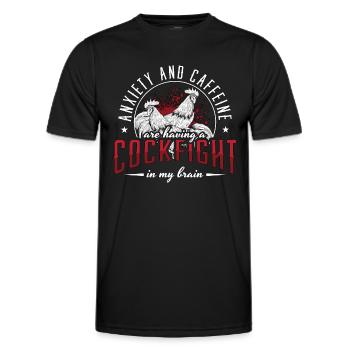 Cock Anxiety And Caffeine Are Roosters Cock Lover - Men's Functional T-Shirt - black - Front - AI Model Male 178 dark (178cm)