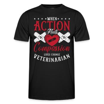 Veterinary When Action Meets Vet Tech Veterinarian - Men's Functional T-Shirt - black - Front - AI Model Male 178 dark (178cm)