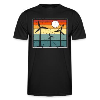 Wind Turbine Tech Windmill Retro Renewable Energy - Männer Funktions-T-Shirt - Schwarz - Vorne - AI Model Male 178 dark (178cm)