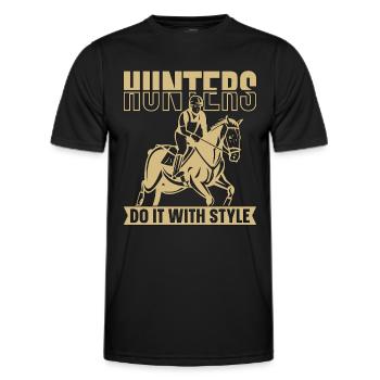 Les chasseurs de saut d’obstacles le font avec un cavalier de saut d’obstacles équin - T-shirt sport Homme - noir - Devant - AI Model Male 178 dark (178cm)
