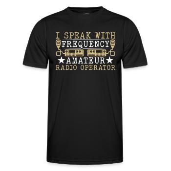 Ham Radio I Speak With Frequency Loves Radio Tower - Men's Functional T-Shirt - black - Front - AI Model Male 178 dark (178cm)