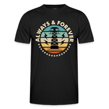 Ham Radio Always & Forever Retro Loves Radio Tower - Men's Functional T-Shirt - black - Front - AI Model Male 178 dark (178cm)