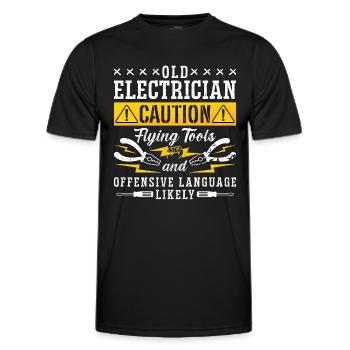 Réparation électronique Ancien électricien Attention Réparation - T-shirt sport Homme - noir - Devant - AI Model Male 178 dark (178cm)