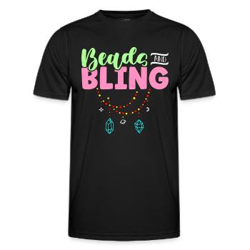 Perles de perles et perles de perles Bling Perle de bijoux - T-shirt sport Homme - noir - Devant - AI Model Male 178 dark (178cm)