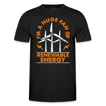 Technologie des éoliennes Je suis un grand fan de l’énergie renouvelable - T-shirt sport Homme - noir - Devant - AI Model Male 178 dark (178cm)