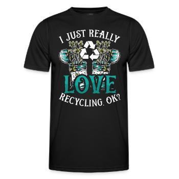 Recyclage J’aime vraiment recycler écologique - T-shirt sport Homme - noir - Devant - AI Model Male 178 dark (178cm)