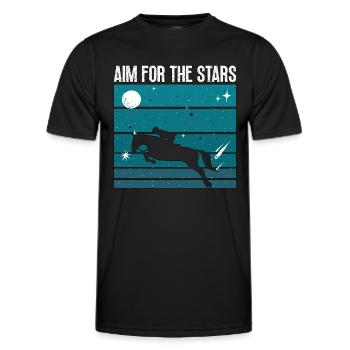 Saut d’obstacles Visez pour les étoiles Chevaux Saut d’obstacles - T-shirt sport Homme - noir - Devant - AI Model Male 178 dark (178cm)