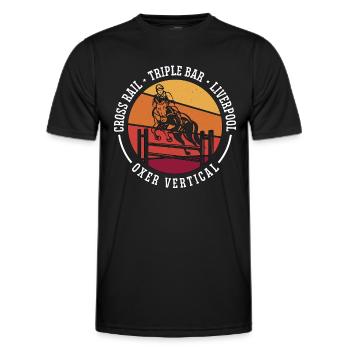Saut d’obstacles Cross Rail Triple Bar Retro Horses - T-shirt sport Homme - noir - Devant - AI Model Male 178 dark (178cm)