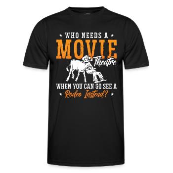 Steer Wrestling Who Needs A Movie Theatre Chevaux - T-shirt sport Homme - noir - Devant - AI Model Male 178 dark (178cm)