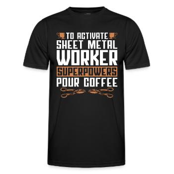 Un tôlier pour activer le travail de la tôle - T-shirt sport Homme - noir - Devant - AI Model Male 178 dark (178cm)