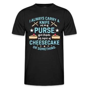 Cheesecake I Always Carry A Knife In My Desserts - Männer Funktions-T-Shirt - Schwarz - Vorne - AI Model Male 178 dark (178cm)