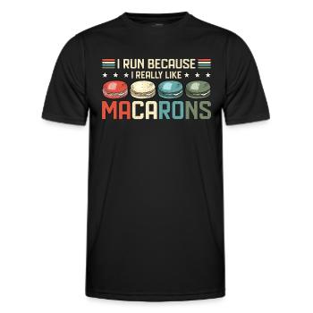 Macaron que je cours parce que j’aime vraiment cuisiner des bonbons - T-shirt sport Homme - noir - Devant - AI Model Male 178 dark (178cm)