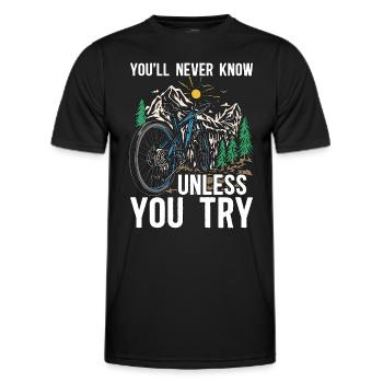 Bicycle You'll Never Know Unless Bicycling Cyclist - Men's Functional T-Shirt - black - Front - AI Model Male 178 dark (178cm)