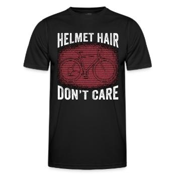 Bicycle Helmet Hair Don't Care Road Bike Cyclist - Men's Functional T-Shirt - black - Front - AI Model Male 178 dark (178cm)