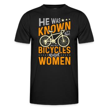 Vélo Il était connu pour son vélo de montagne - T-shirt sport Homme - noir - Devant - AI Model Male 178 dark (178cm)