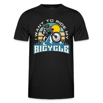Bicycle I Want To Ride My Bicycle Cycling Cyclist - Men's Functional T-Shirt - black - Front - AI Model Male 178 dark (178cm)