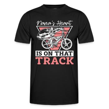 BMX Racing Nana's Heart Is On That Track Bicycle - Men's Functional T-Shirt - black - Front - AI Model Male 178 dark (178cm)