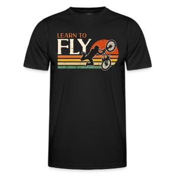 BMX Racing Learn To Fly Retro Bicycle BMX Rider - Men's Functional T-Shirt - black - Front - AI Model Male 178 dark (178cm)