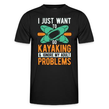Kayaking I Just Want To Go Water Sport Kayak Lover - Men's Functional T-Shirt - black - Front - AI Model Male 178 dark (178cm)