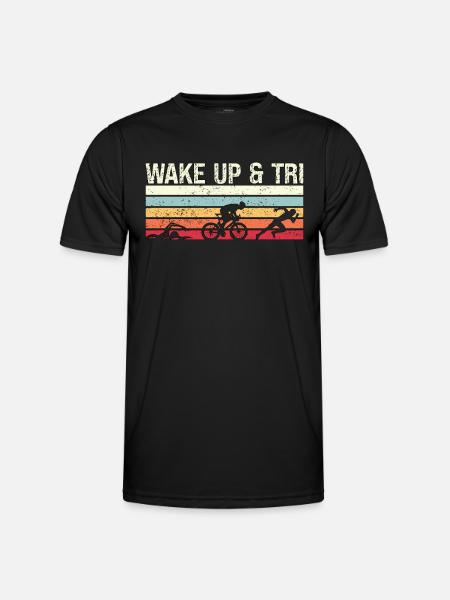 Triathlon Wake Up & Tri Retro Training Triathletes - Männer Funktions-T-Shirt - Schwarz