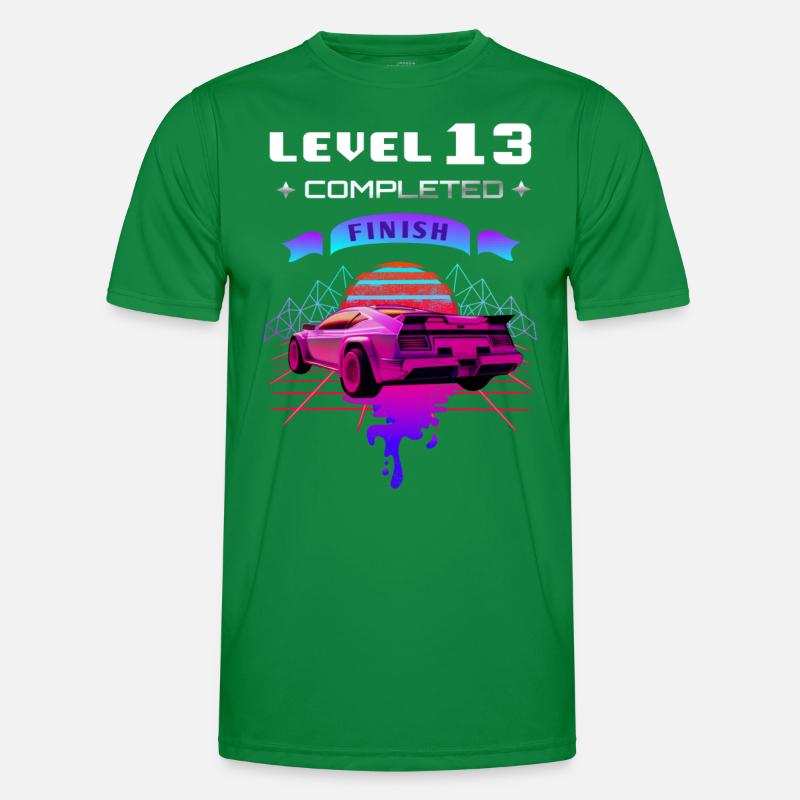 Level 13 completed 13.Geburtstag Retro Wave Männer Funktions-T-Shirt