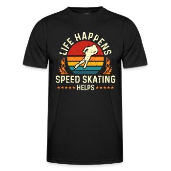 Speed Skating Life Happens Speed Skating Skaters - Männer Funktions-T-Shirt - Schwarz - Vorne - AI Model Male 178 dark (178cm)