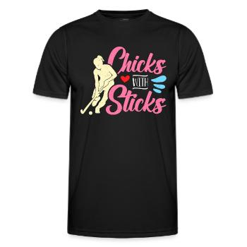 Field Hockey Chicks With Sticks Loves Goalkeeper - Men's Functional T-Shirt - black - Front - AI Model Male 178 dark (178cm)