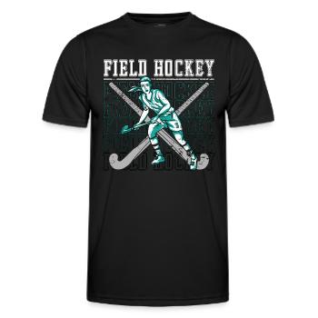 Field Hockey Floor Ball Hockey Goalie Goalkeeper - Men's Functional T-Shirt - black - Front - AI Model Male 178 dark (178cm)