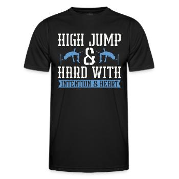 Jump High & Hard With Intention Running High Jump - Men's Functional T-Shirt - black - Front - AI Model Male 178 dark (178cm)