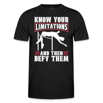 High Jump Know Your Limitations And Long Jump - Men's Functional T-Shirt - black - Front - AI Model Male 178 dark (178cm)