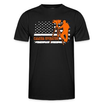 Cadreur Producteur vidéo rétro Caméraman - T-shirt sport Homme - noir - Devant - AI Model Male 178 dark (178cm)