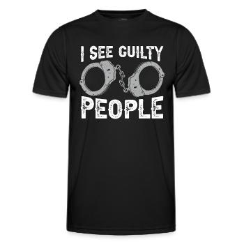 Agent de probation Je vois des gens coupables Gardien de prison - T-shirt sport Homme - noir - Devant - AI Model Male 178 dark (178cm)