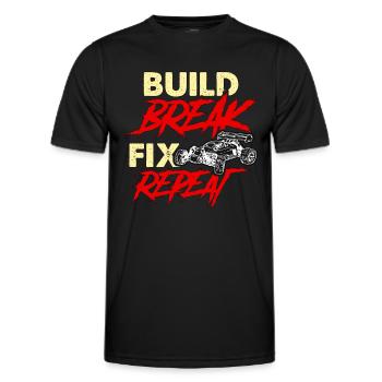 RC Model Racing Build Break Fix Repeat Model Maker - Men's Functional T-Shirt - black - Front - AI Model Male 178 dark (178cm)