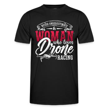 Drone Racing Never Underestimate Race Drone Racer - Men's Functional T-Shirt - black - Front - AI Model Male 178 dark (178cm)