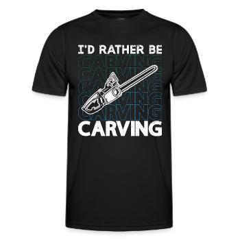 Wood Carving I'd Rather Be Carving Woodworking - Men's Functional T-Shirt - black - Front - AI Model Male 178 dark (178cm)