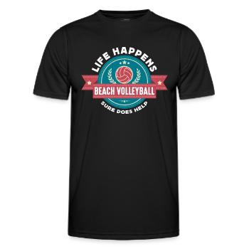Beach Volleyball Life Happens Beach Volleyballer - Männer Funktions-T-Shirt - Schwarz - Vorne - AI Model Male 178 dark (178cm)