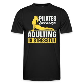 Pilates Because Adulting Is Stressful Reformer - Männer Funktions-T-Shirt - Schwarz - Vorne - AI Model Male 178 dark (178cm)