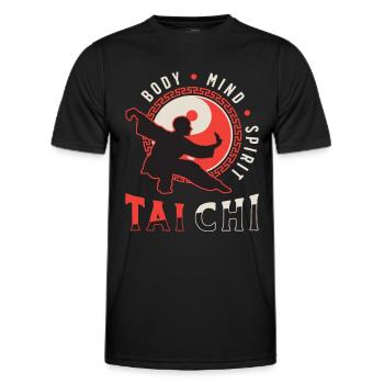 Tai Chi Corps Tai Chi Méditation Qigong - T-shirt sport Homme - noir - Devant - AI Model Male 178 dark (178cm)
