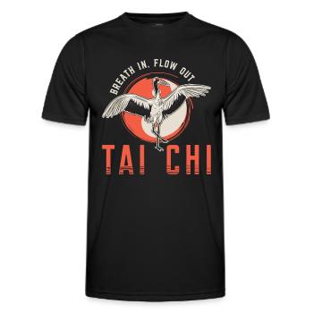 Tai Chi Breath In Flow Out Taichi Méditation Taiji - T-shirt sport Homme - noir - Devant - AI Model Male 178 dark (178cm)