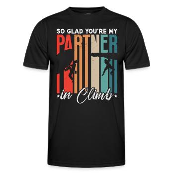 Rock Climbing So Glad You're My Partner Bouldering - Men's Functional T-Shirt - black - Front - AI Model Male 178 dark (178cm)