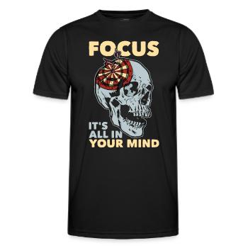 Darts Focus It's All In Your Mind Dart Playing - Men's Functional T-Shirt - black - Front - AI Model Male 178 dark (178cm)