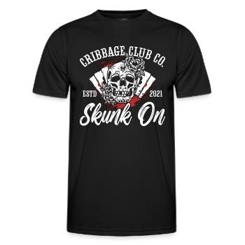 Cribbage Club Co. Skunk On Card Game Playing Cards - Männer Funktions-T-Shirt - Schwarz - Vorne - AI Model Male 178 dark (178cm)