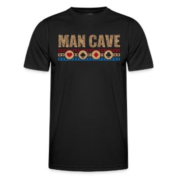 Cribbage Man Cave Loves Board Game Tournament - Men's Functional T-Shirt - black - Front - AI Model Male 178 dark (178cm)