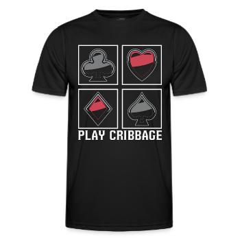 Play Cribbage Playing Cards Loves Crib Board Game - Men's Functional T-Shirt - black - Front - AI Model Male 178 dark (178cm)