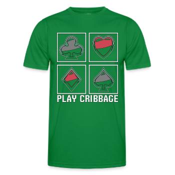 Play Cribbage Playing Cards Loves Crib Board Game - Men's Functional T-Shirt - kelly green - Front - AI Model Male 178 dark (178cm)